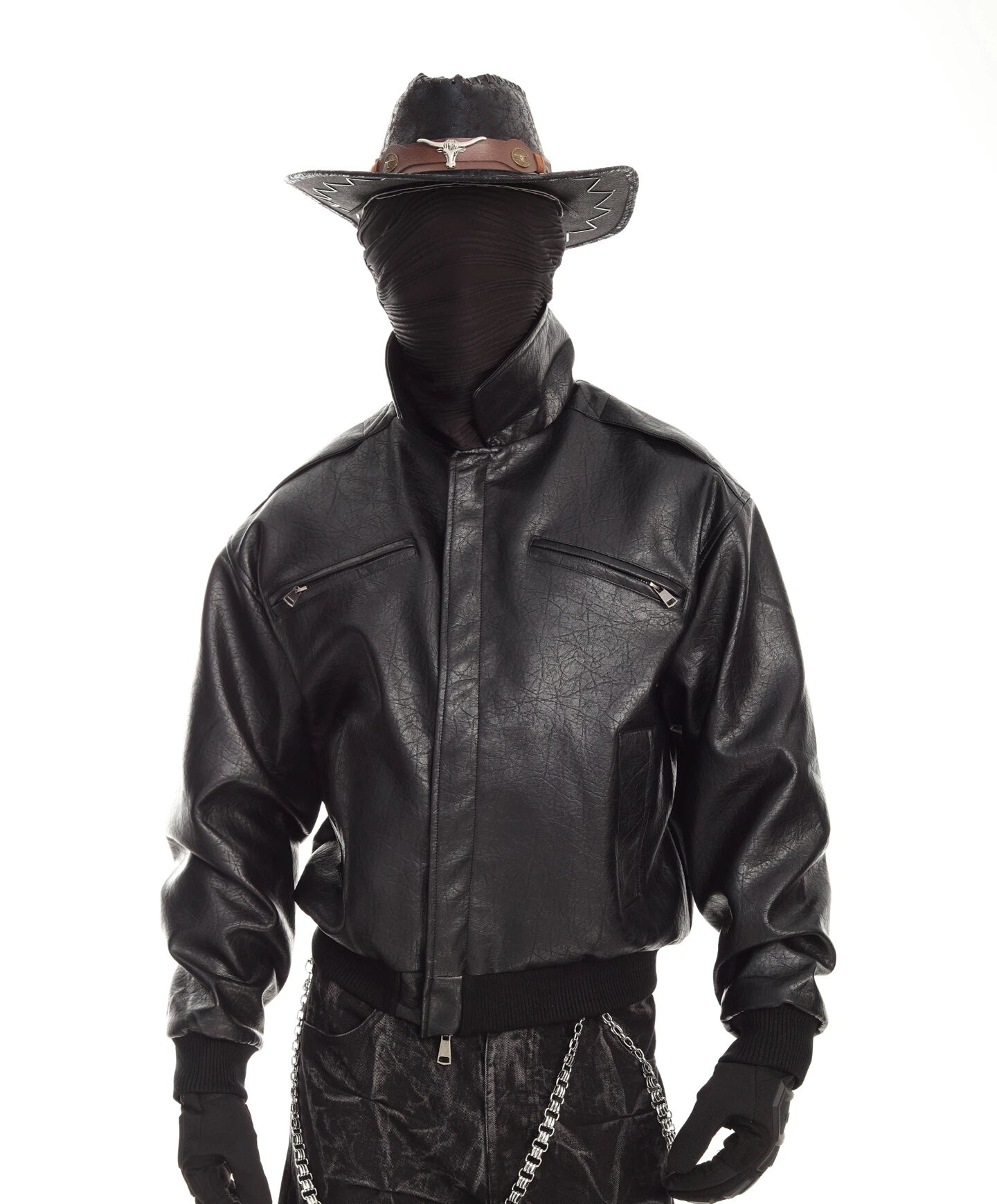 Black Cracked Leather Biker Jacket