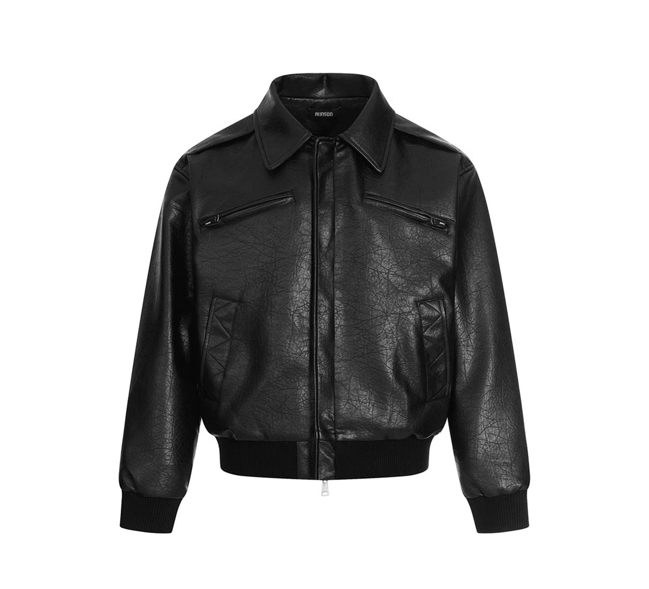 Black Cracked Leather Biker Jacket