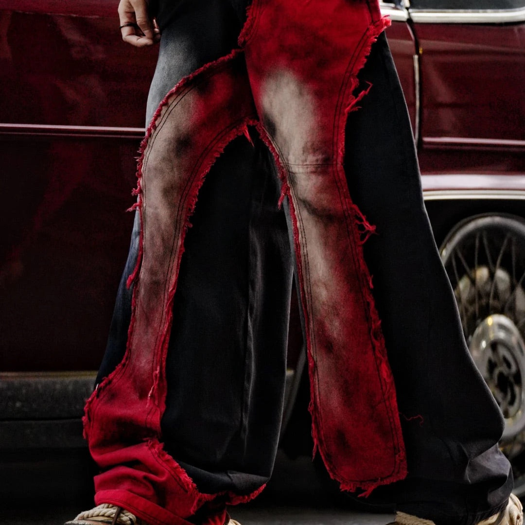 Graffiti Embroidered Hand-Painted Patchwork Jeans