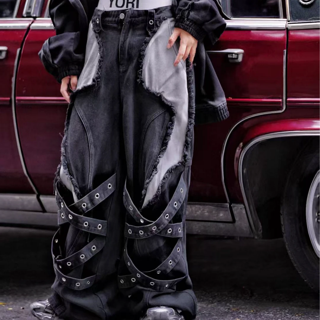 [Pre-order] Heavy Embroidered Washed Graffiti Denim Pants - Ships in 20 days