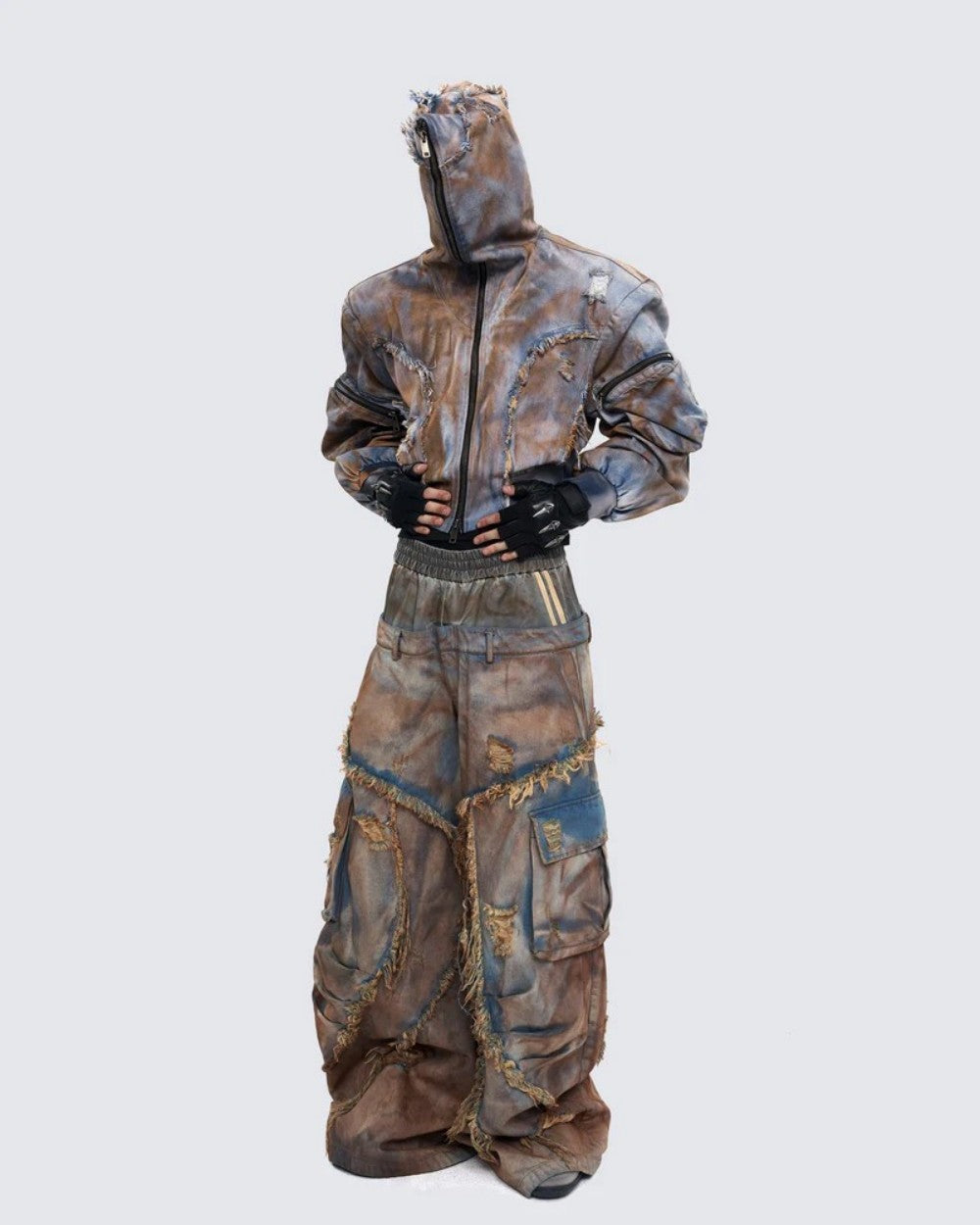 Post-Apocalyptic Dyed Layered Denim Set