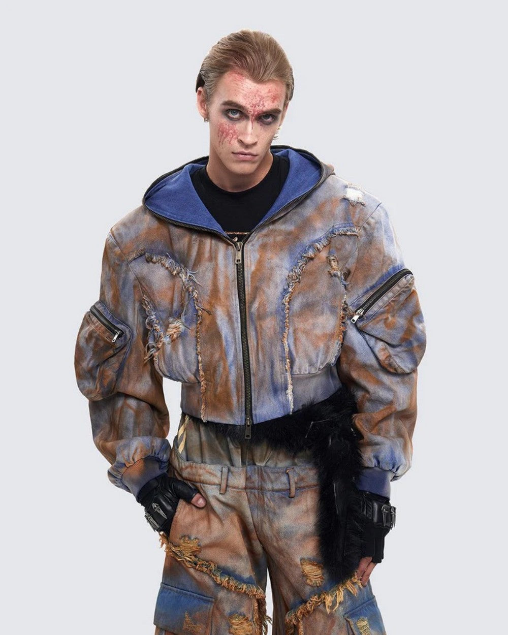 Post-Apocalyptic Dyed Layered Denim Set