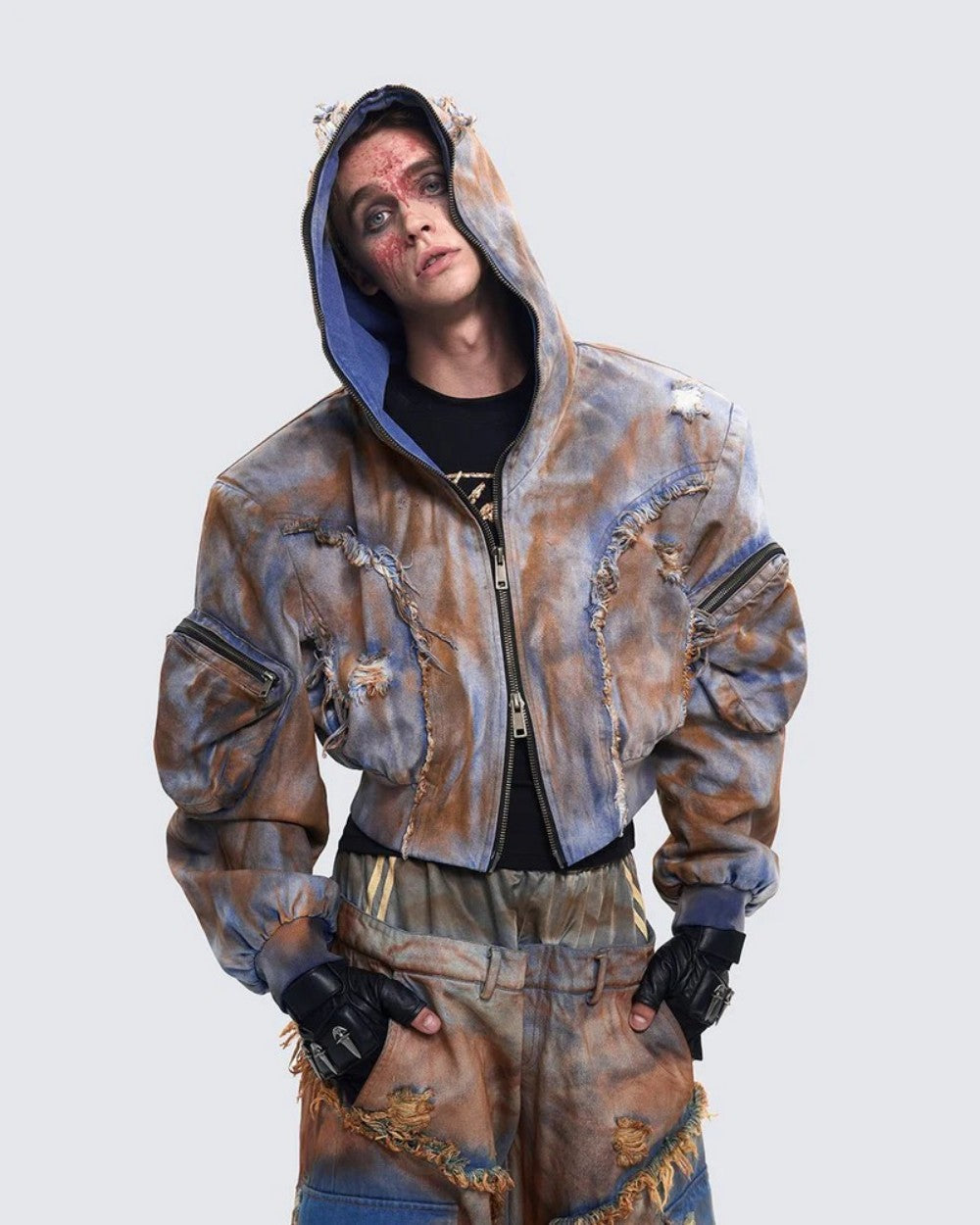 Post-Apocalyptic Dyed Layered Denim Set