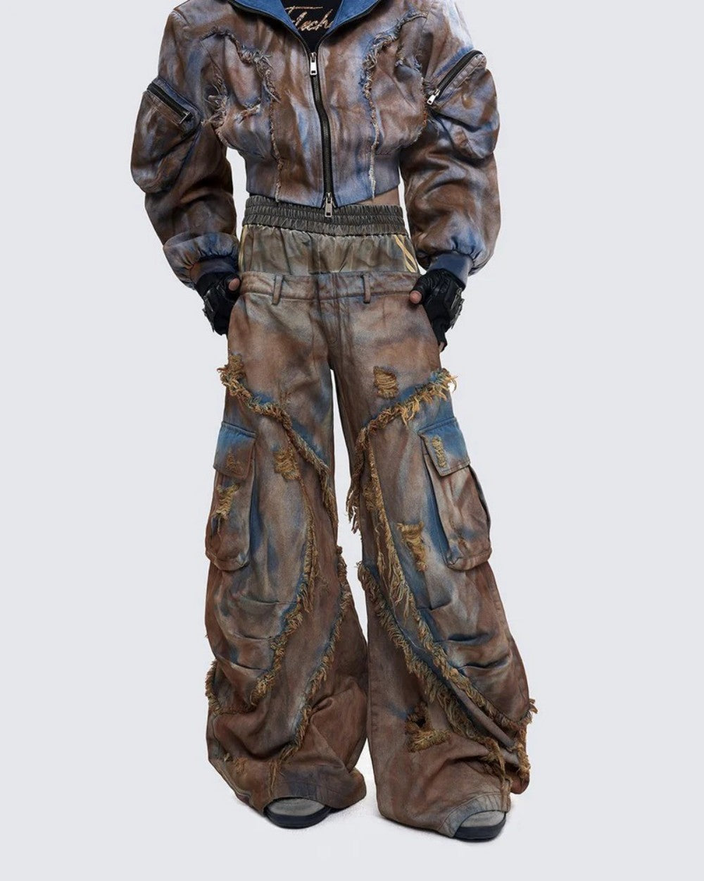 Post-Apocalyptic Dyed Layered Denim Set