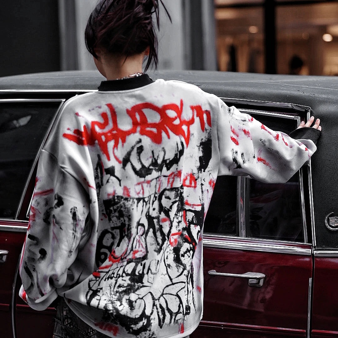 Heavy Graffiti Patchwork Oversized Street Hip-Hop Hoodie