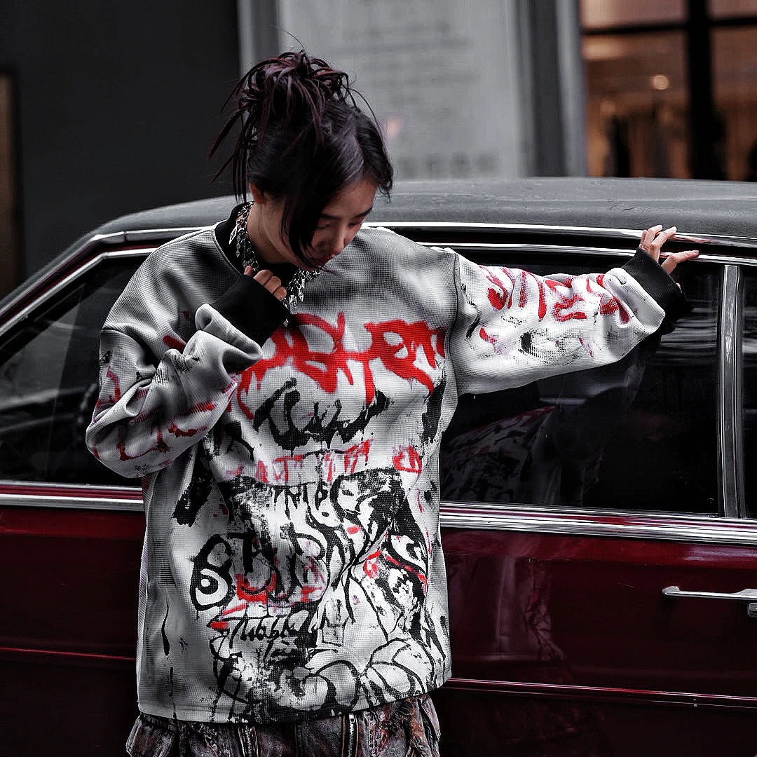 Heavy Graffiti Patchwork Oversized Street Hip-Hop Hoodie