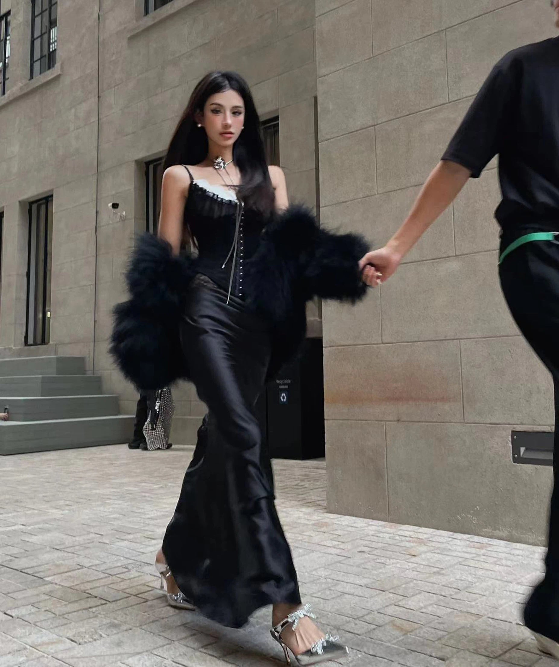 Miu-Inspired Lace Corset Cami Two-Piece Set