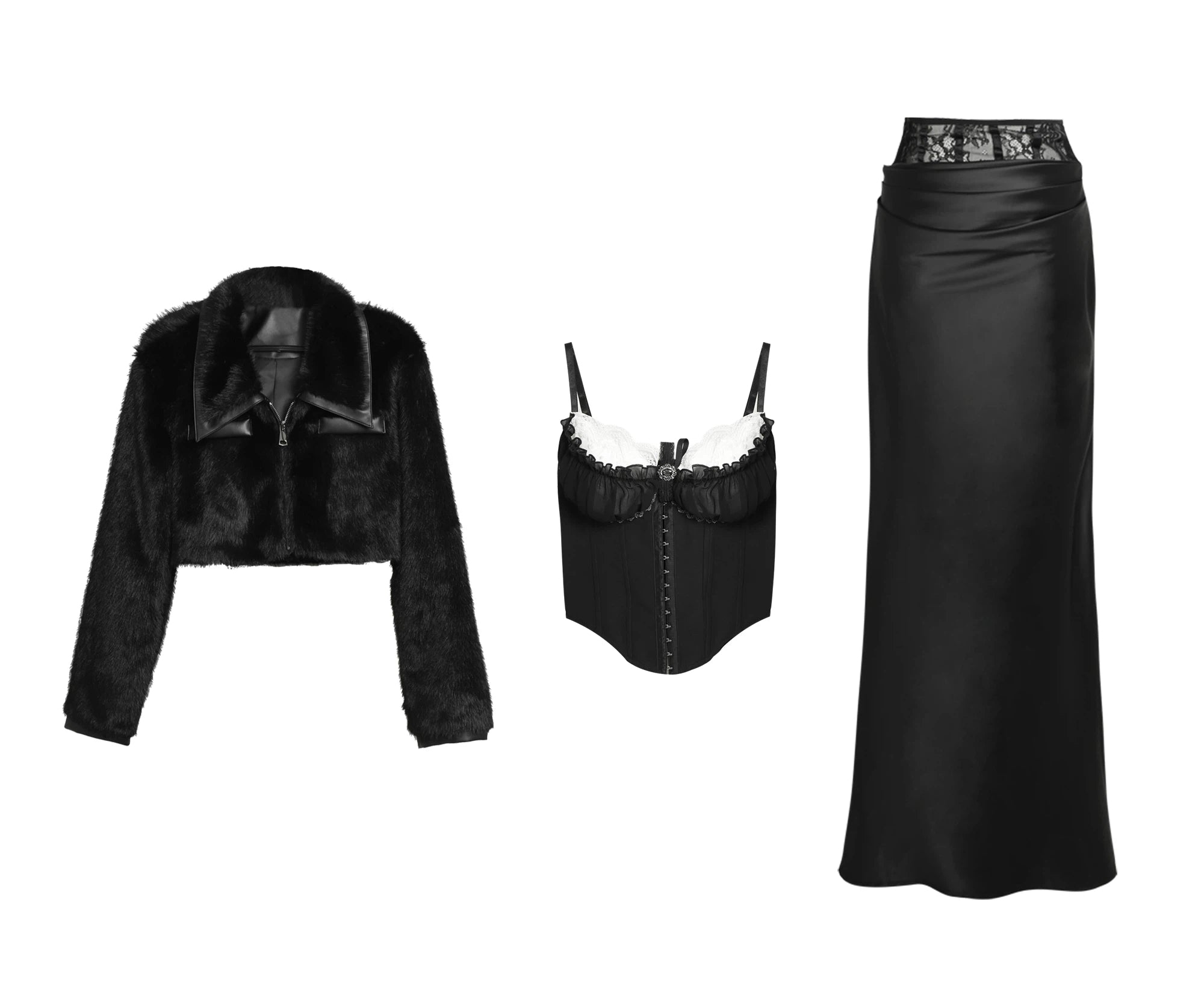 Miu-Inspired Lace Corset Cami Two-Piece Set