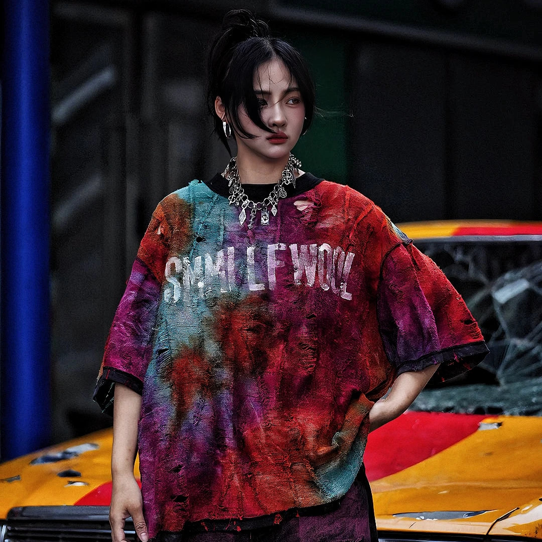Sanhoostudio reversible short sleeve T-shirt featuring dual-side graphic print design and relaxed fit silhouette. Perfect for versatile streetwear styling with breathable fabric and everyday comfort.