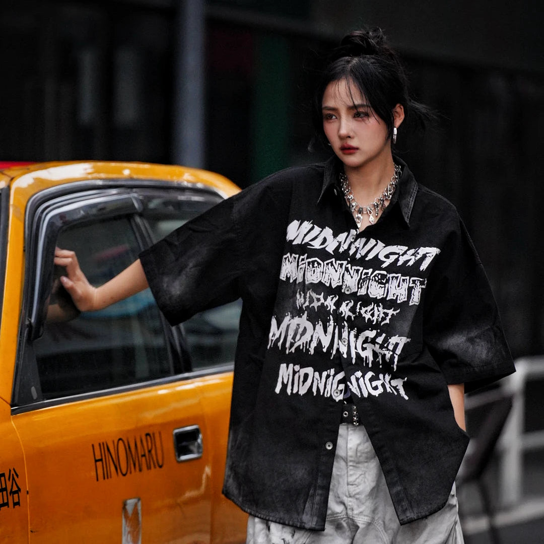 Sanhoostudio short sleeve T-shirt featuring patchwork design, graphic print, and relaxed fit silhouette. Designed for modern streetwear styling with comfort, breathability, and everyday wear versatility.