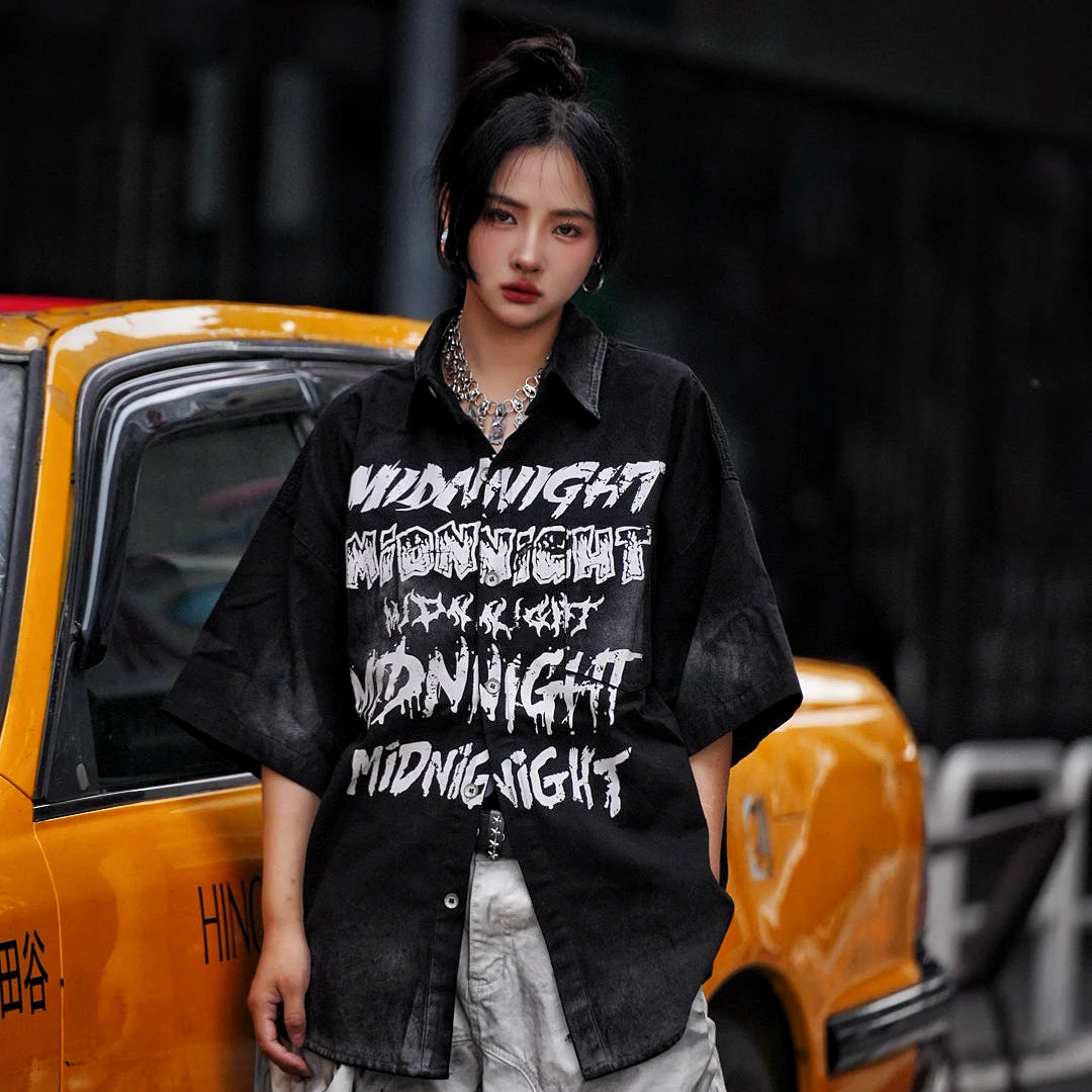 Sanhoostudio short sleeve T-shirt featuring patchwork design, graphic print, and relaxed fit silhouette. Designed for modern streetwear styling with comfort, breathability, and everyday wear versatility.