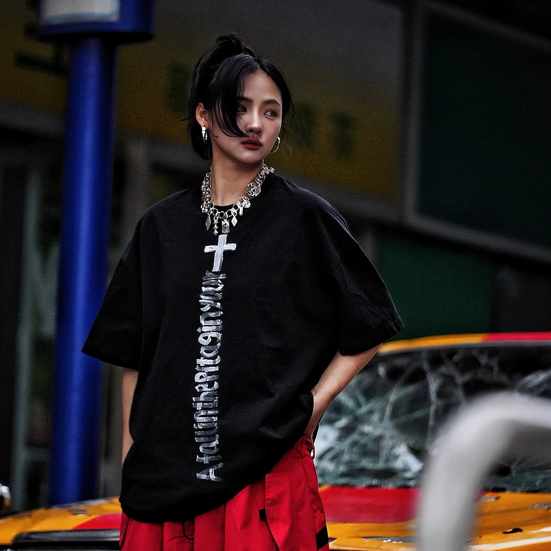 Sanhoostudio short sleeve T-shirt featuring minimal graphic design and relaxed fit silhouette. A clean streetwear essential for everyday styling with breathable comfort and versatile wear.