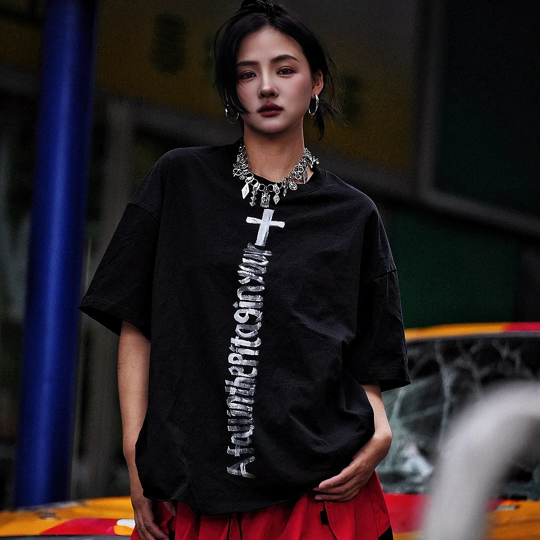 Sanhoostudio short sleeve T-shirt featuring minimal graphic design and relaxed fit silhouette. A clean streetwear essential for everyday styling with breathable comfort and versatile wear.