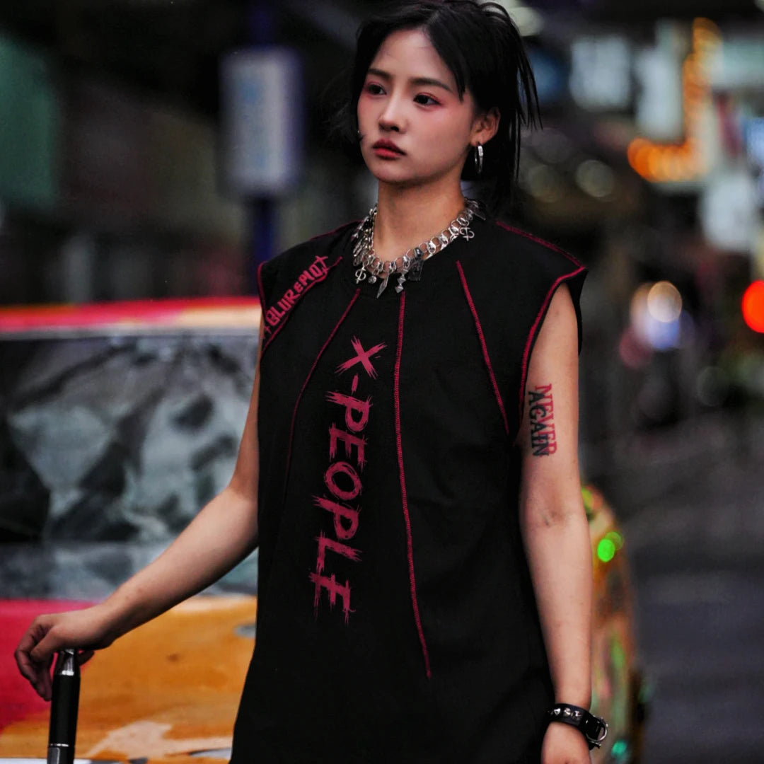 Sanhoostudio short sleeve T-shirt featuring patchwork design and graphic print with an oversized fit silhouette. Designed for modern streetwear styling with breathable comfort and versatile everyday wear.