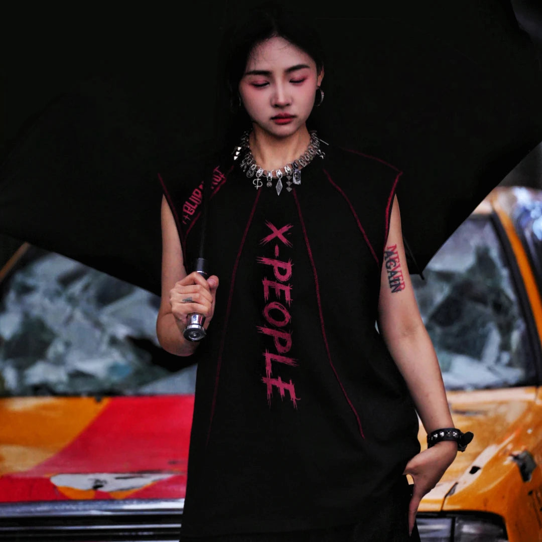 Sanhoostudio short sleeve T-shirt featuring patchwork design and graphic print with an oversized fit silhouette. Designed for modern streetwear styling with breathable comfort and versatile everyday wear.