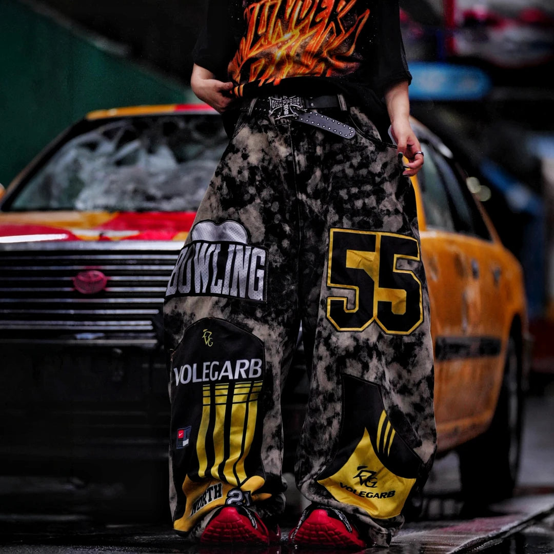 Sanhoostudio Patchwork Scythe Wide Leg Denim Pants