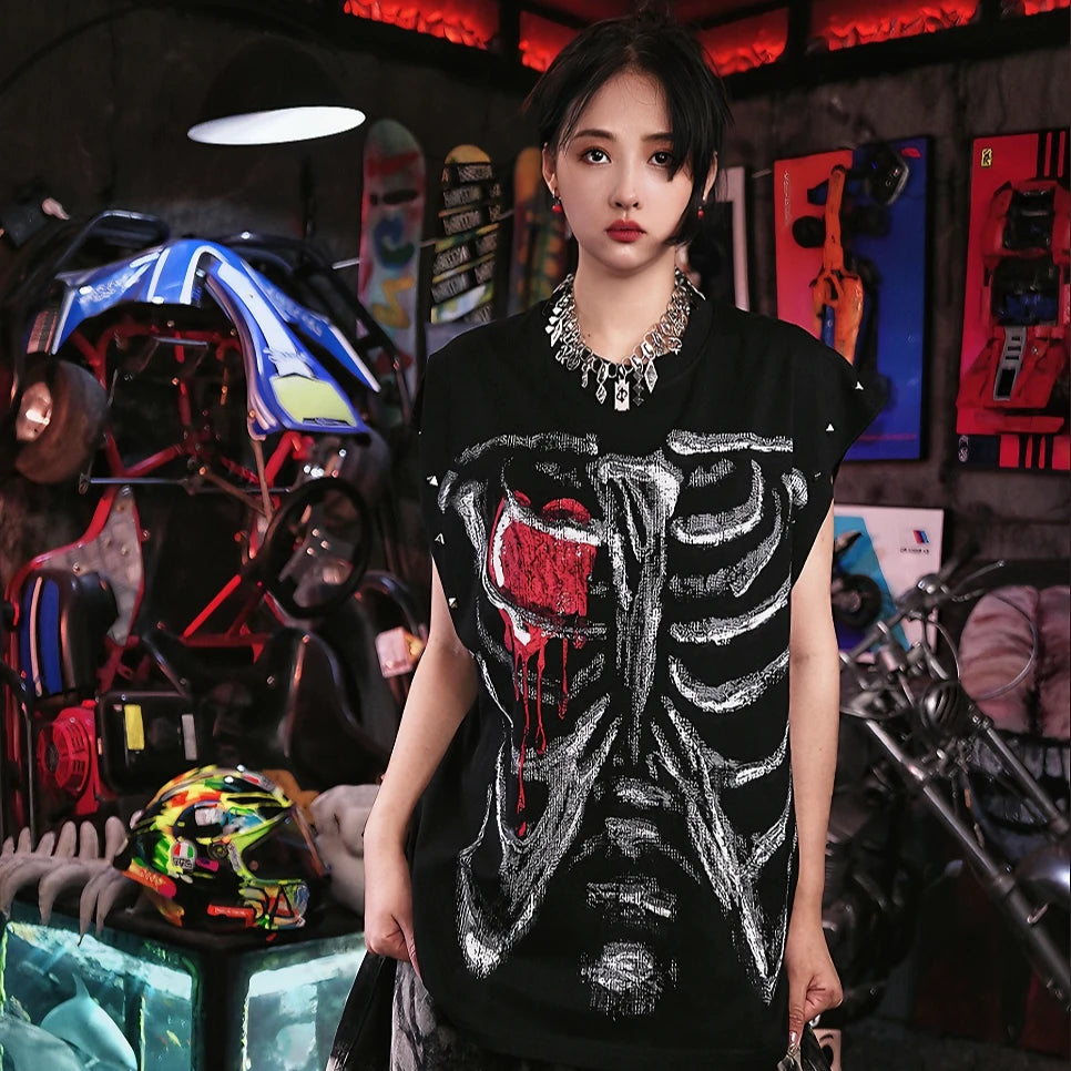 Shop the Sanhoostudio thermal imaging graphic short sleeve. Crafted with skin-friendly, breathable fabric and an oversized silhouette, perfect for bold, fashion-forward streetwear outfits and casual daily wear.