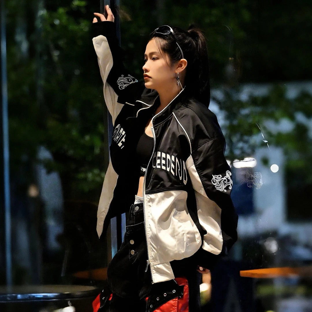 Sanhoostudio Red White Embroidered Racing Jacket