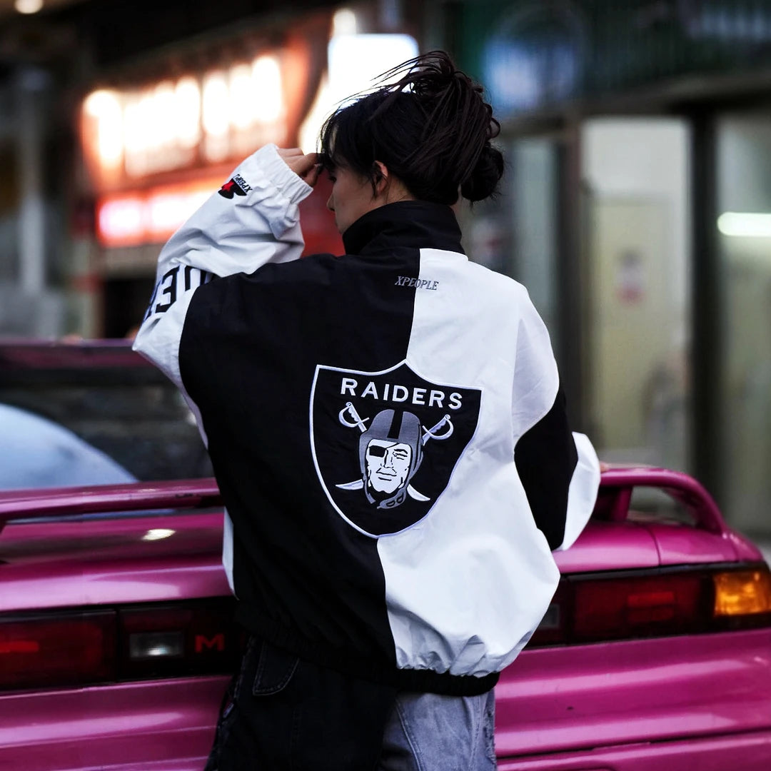 Sanhoostudio long sleeve cardigan featuring statement shield-inspired graphic artwork, an open-front construction, and a relaxed oversized silhouette. Designed for bold streetwear layering with comfortable movement, distinctive visual character, and effortless high-street styling.