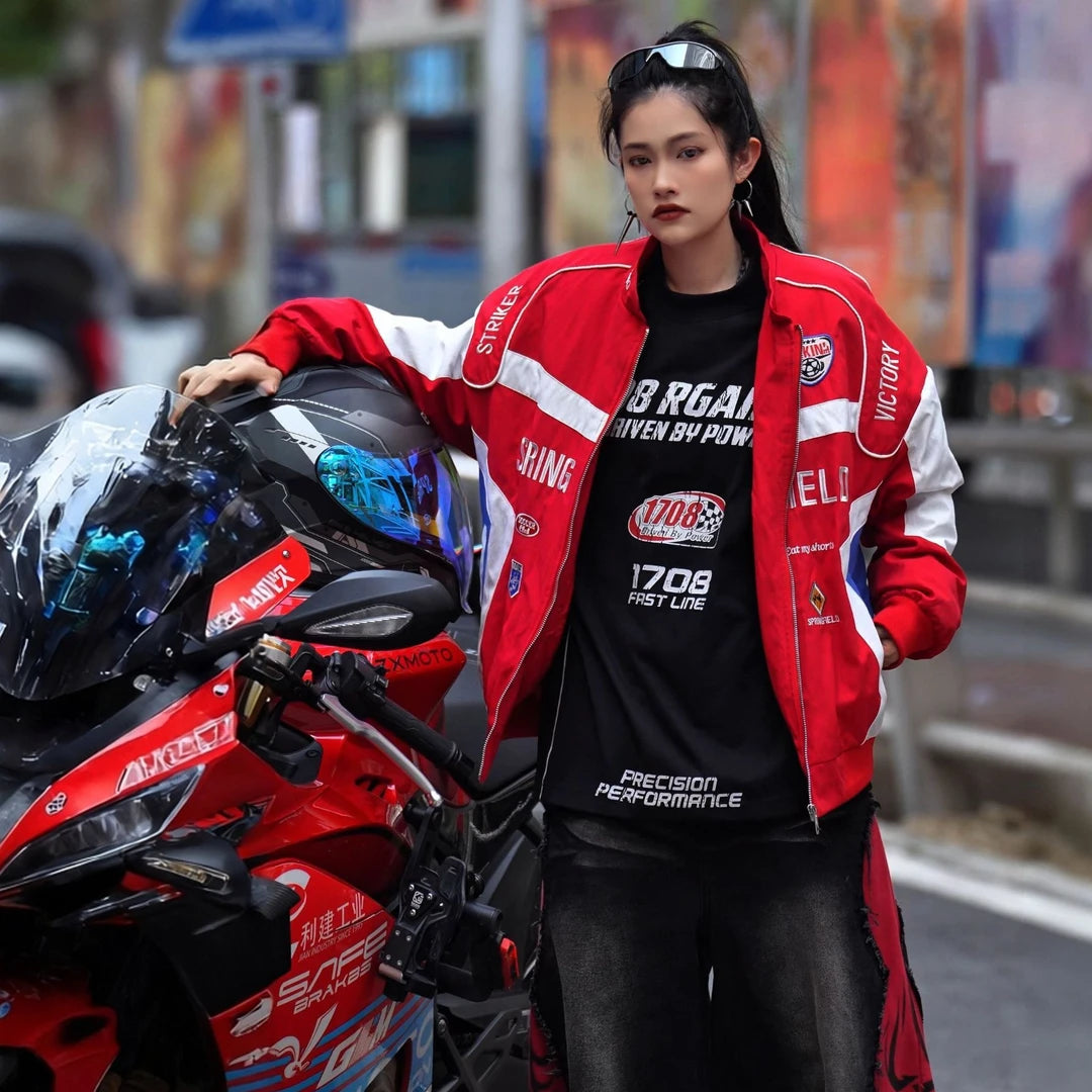 Sanhoostudio padded jacket featuring contrast colorblock construction, a structured stand collar, dimensional piping details, and a relaxed oversized silhouette. Designed for winter streetwear layering with comfortable warmth, bold visual structure, and versatile everyday urban styling.