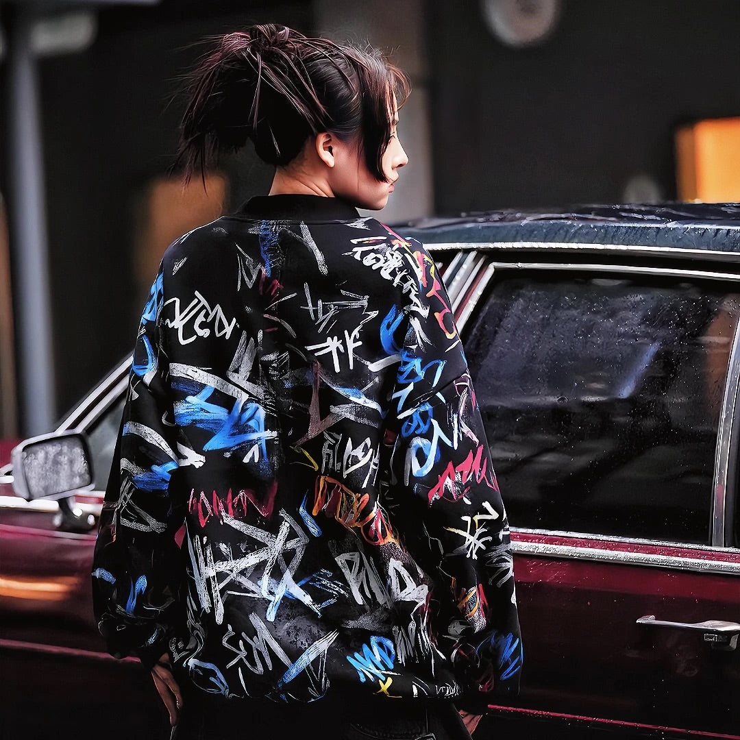 Oversized Street Graffiti Sweatshirt (Pre-order, Ships Within 20 Days)
