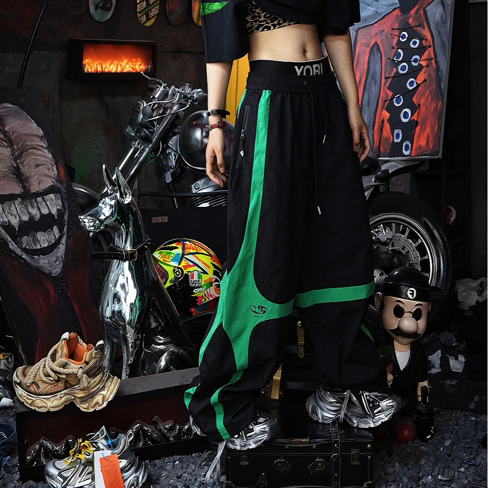 Striped High-Waist Street Trousers