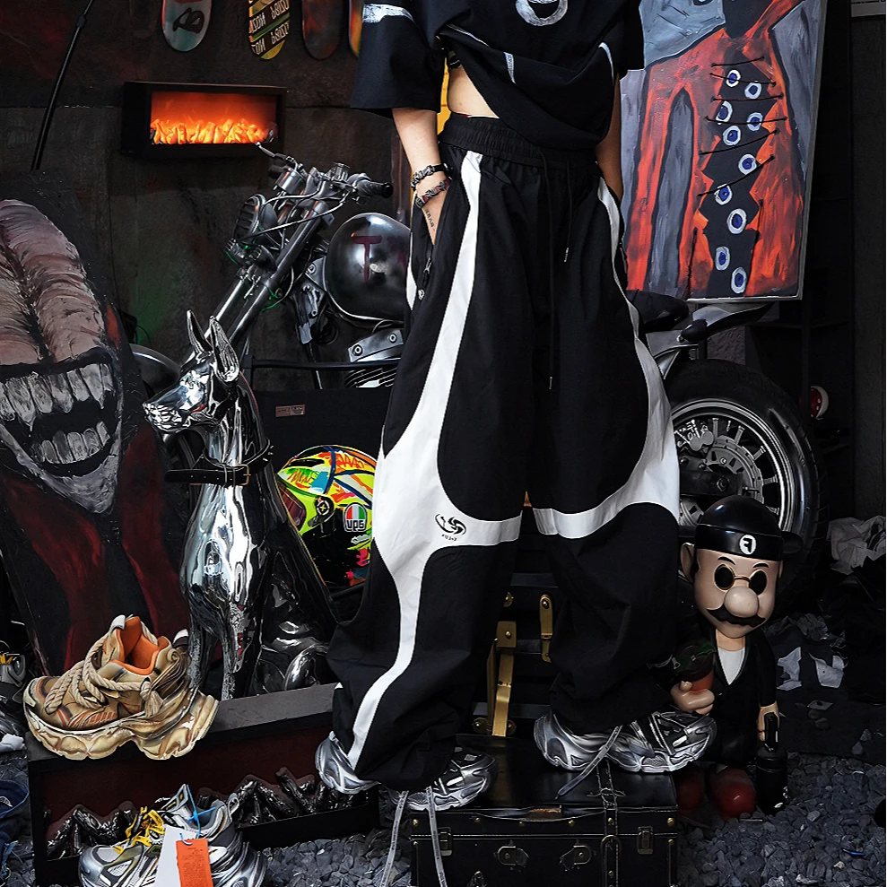 Striped High-Waist Street Trousers