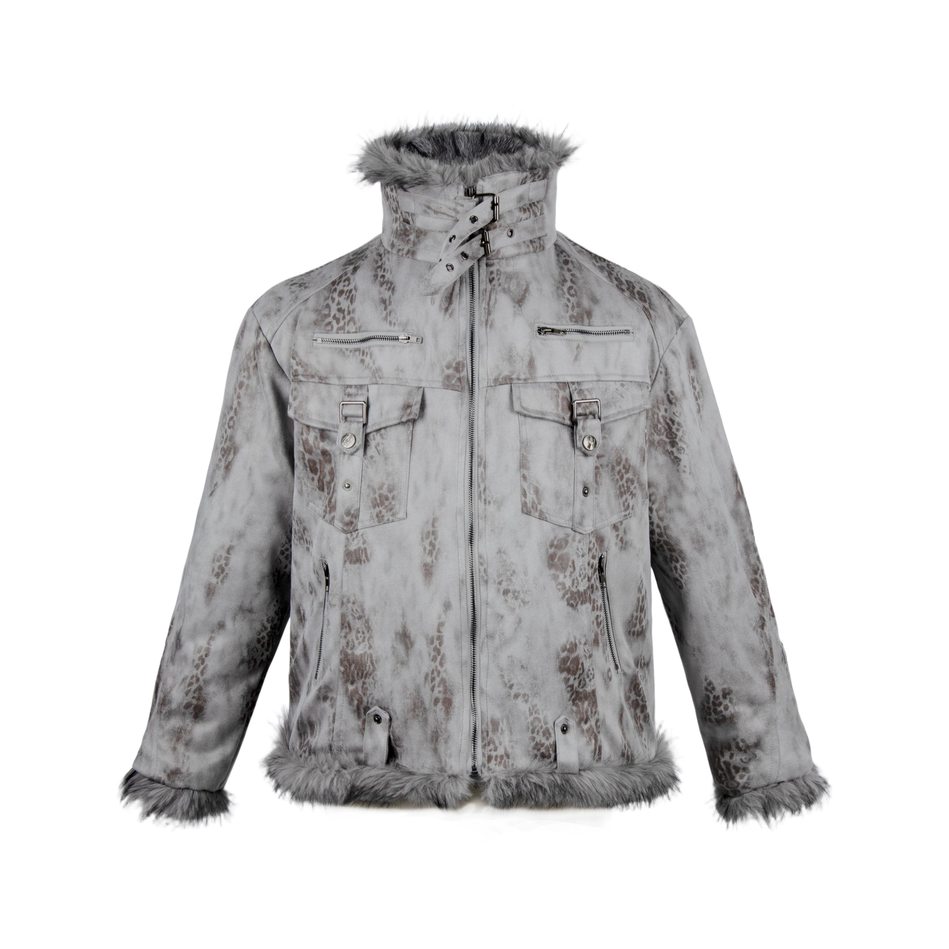 White Fuzzy Stand Collar Thickened Puffer Coat