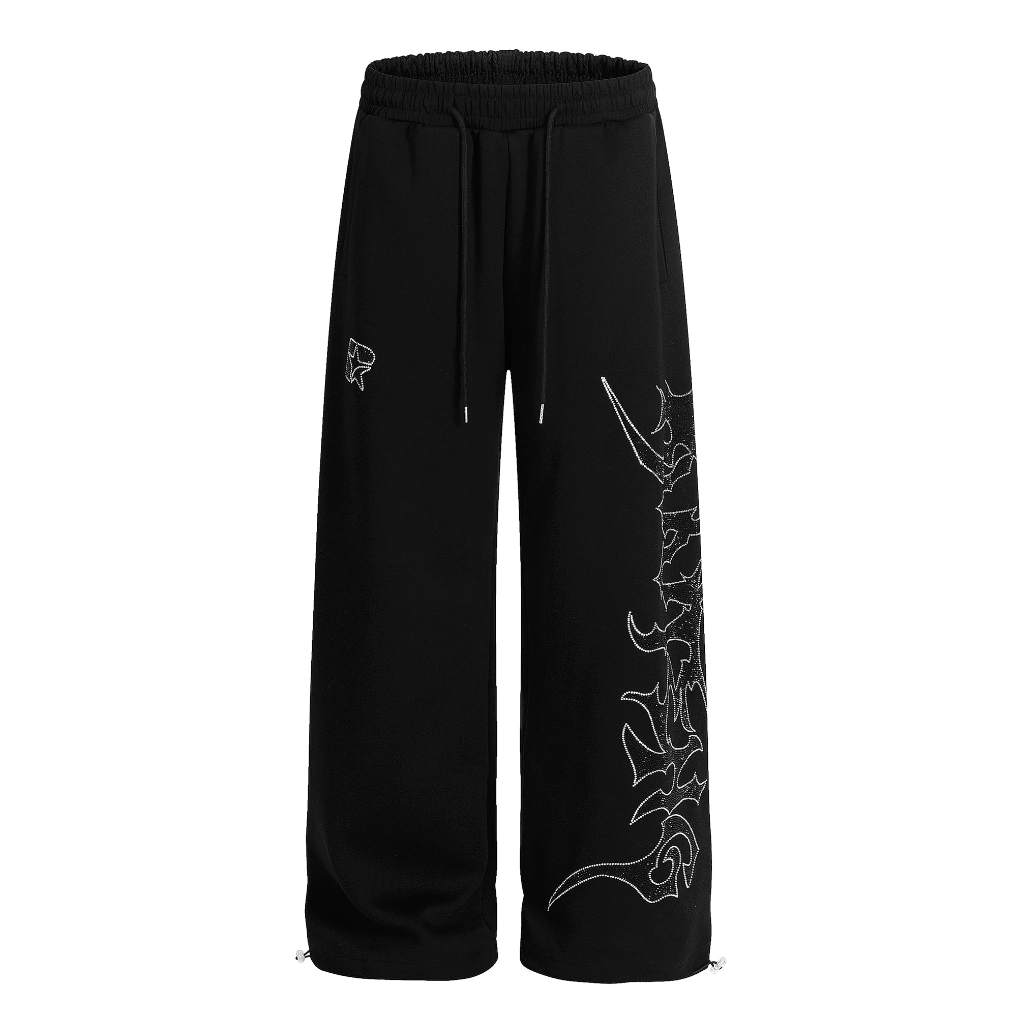 Rhinestone Letter Straight-Leg Sweatpants
