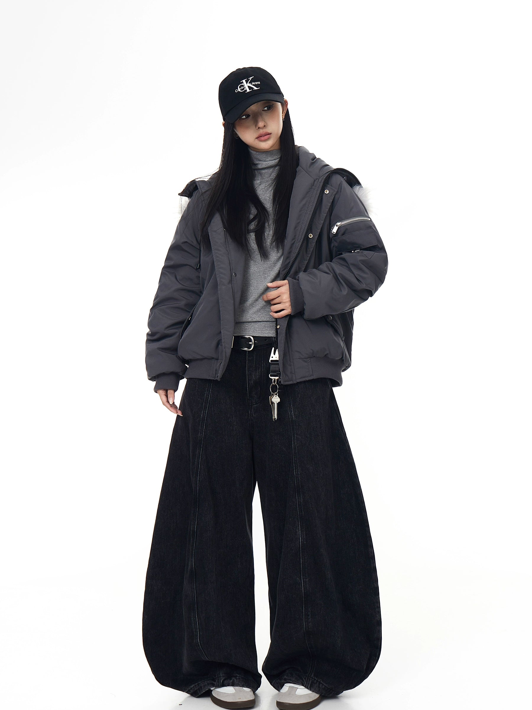Fur-Hood Utility Parka Designer Winter Coat