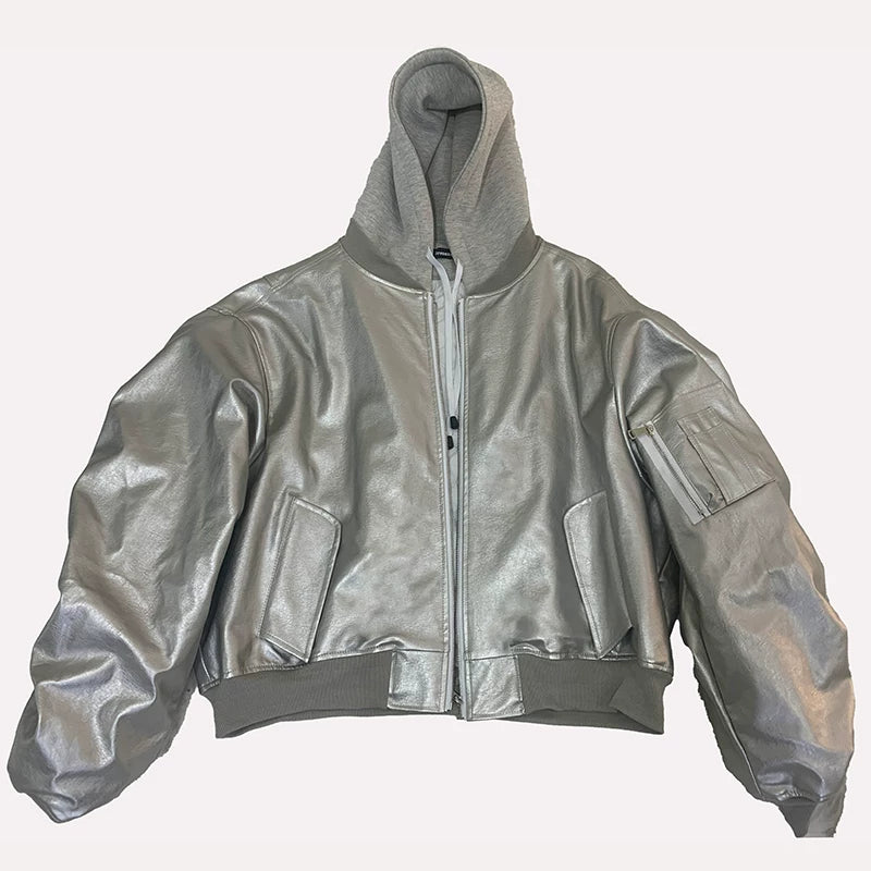 Sanhoostudio Layered Oversized PU Leather Jacket