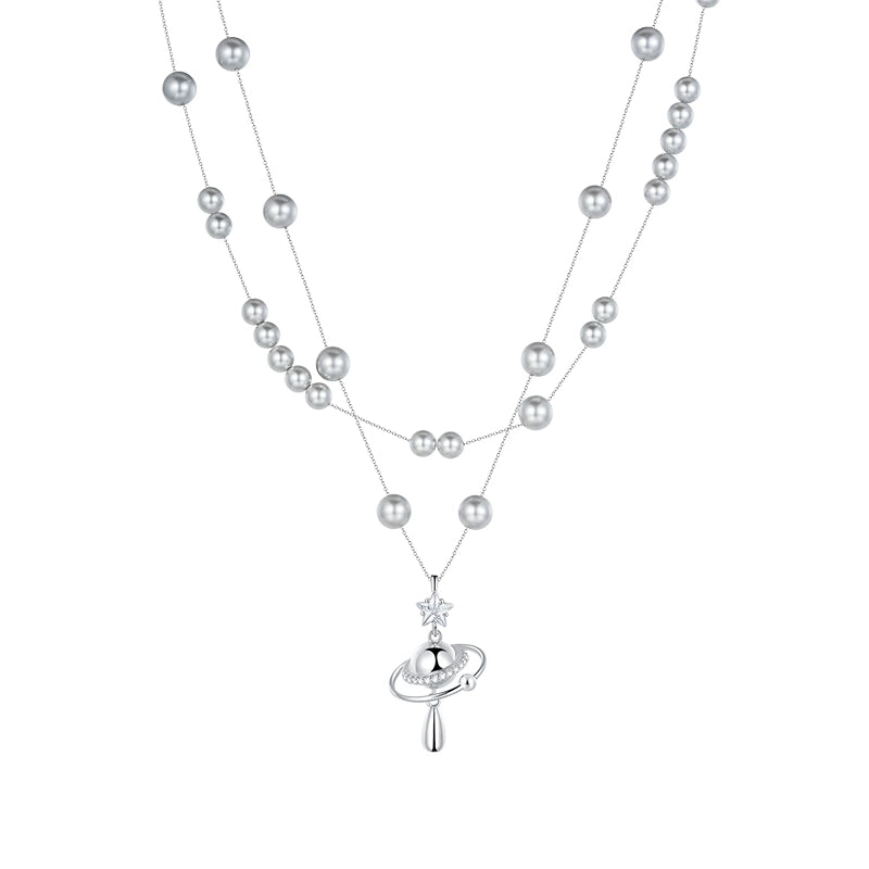 Planet Pearl Double Layer Necklace