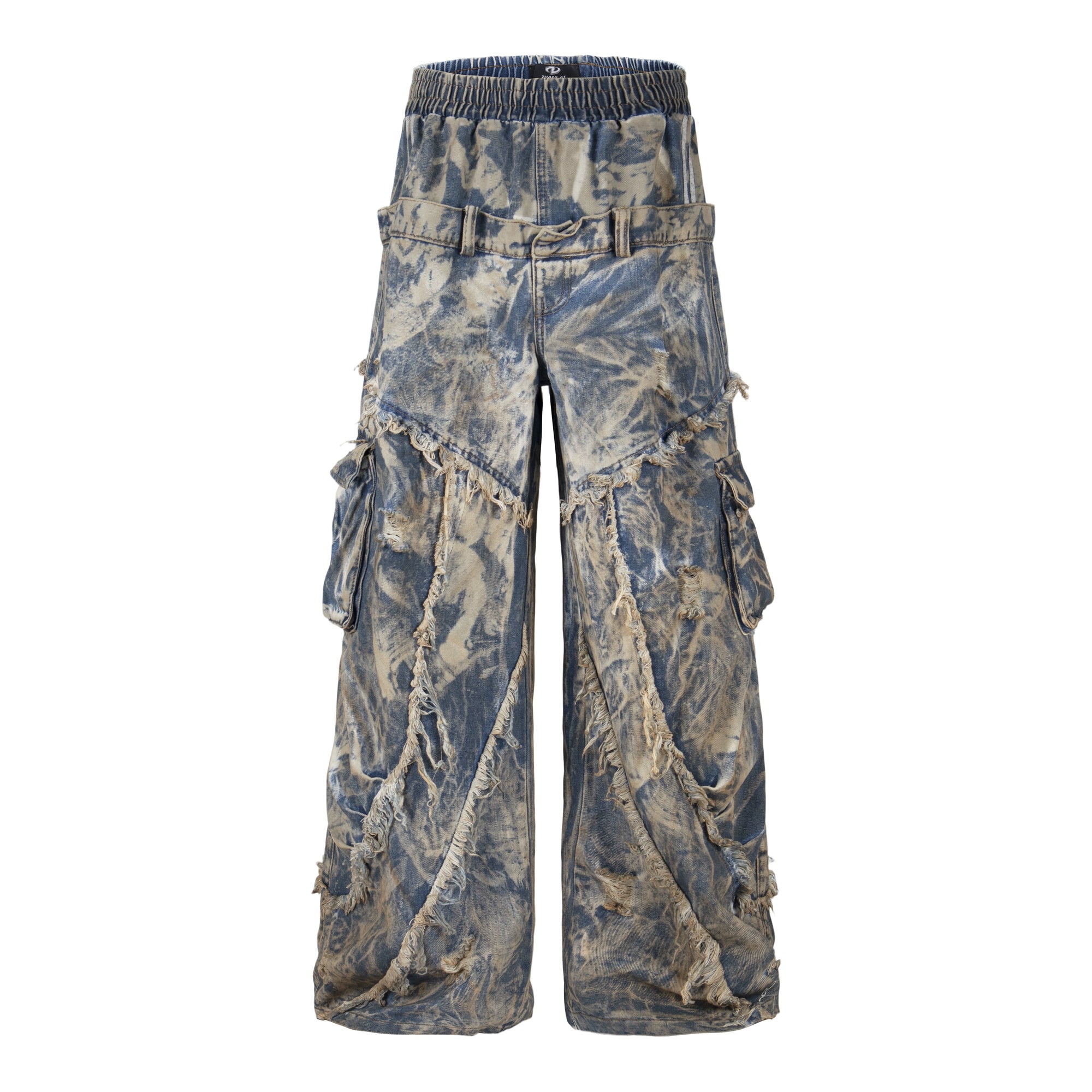 Sanhoostudio’s tie-dye gradient denim pants feature a layered design and washed finish, creating a Y2K-inspired retro street aesthetic that stands out effortlessly.