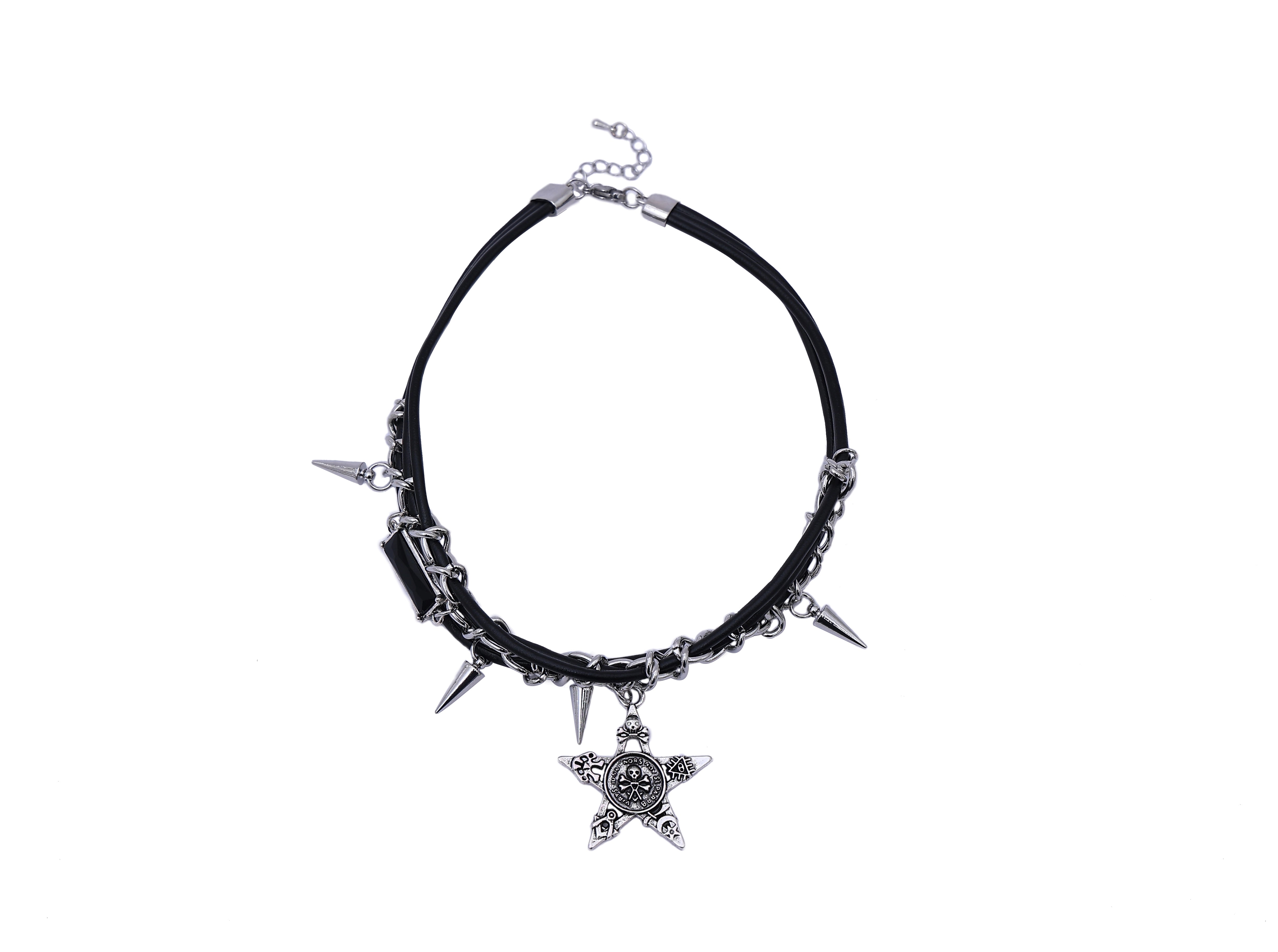 Studded Skull Star Punk Choker