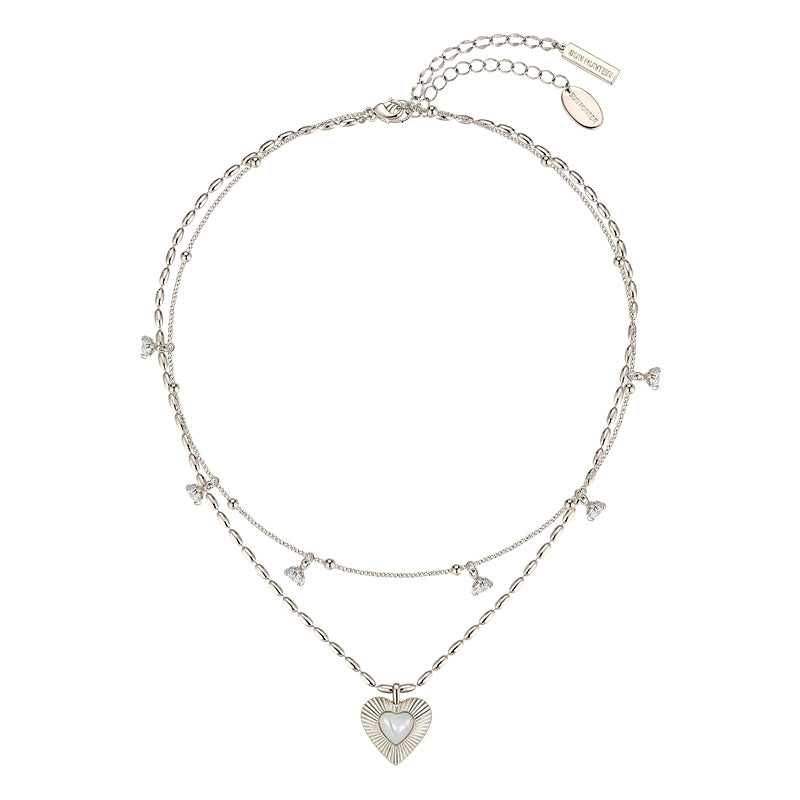 Double Layer Heart Mother of Pearl Necklace