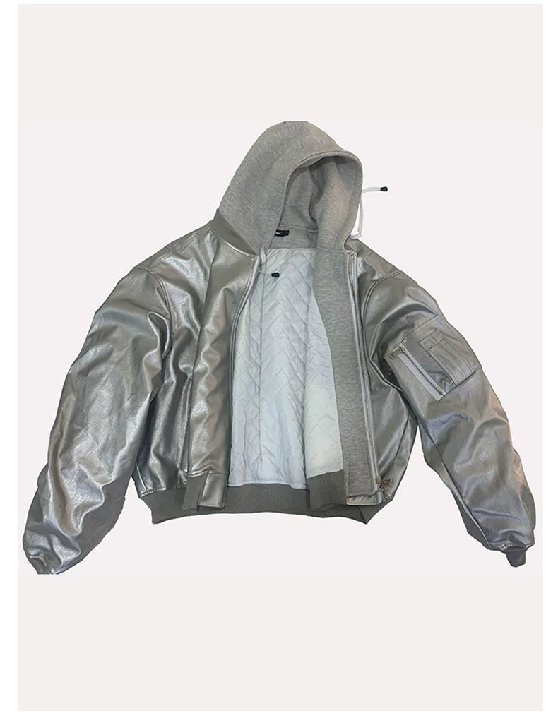 Sanhoostudio Layered Oversized PU Leather Jacket