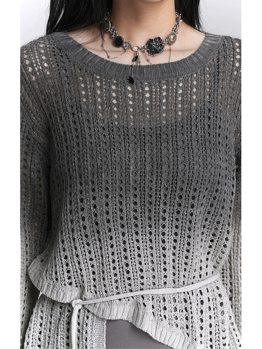 Korean Minimalist Hollow-Out Two-Piece Set