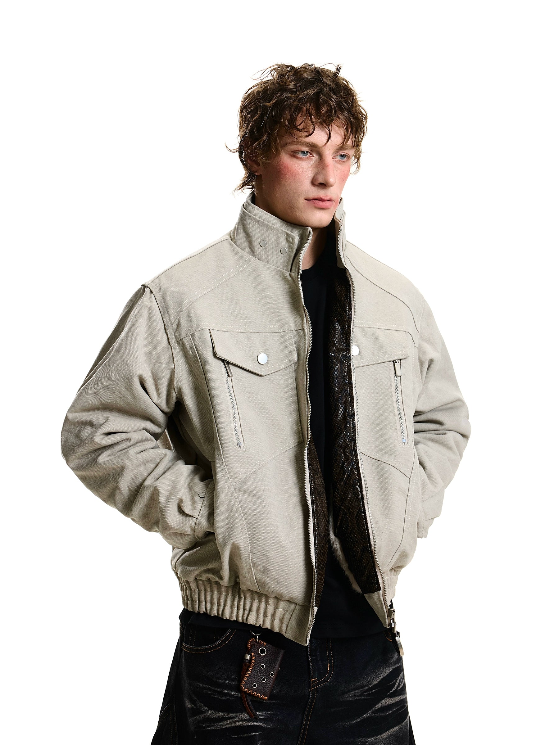 Heavy Canvas Stand-Collar Python Hawk Utility Jacket