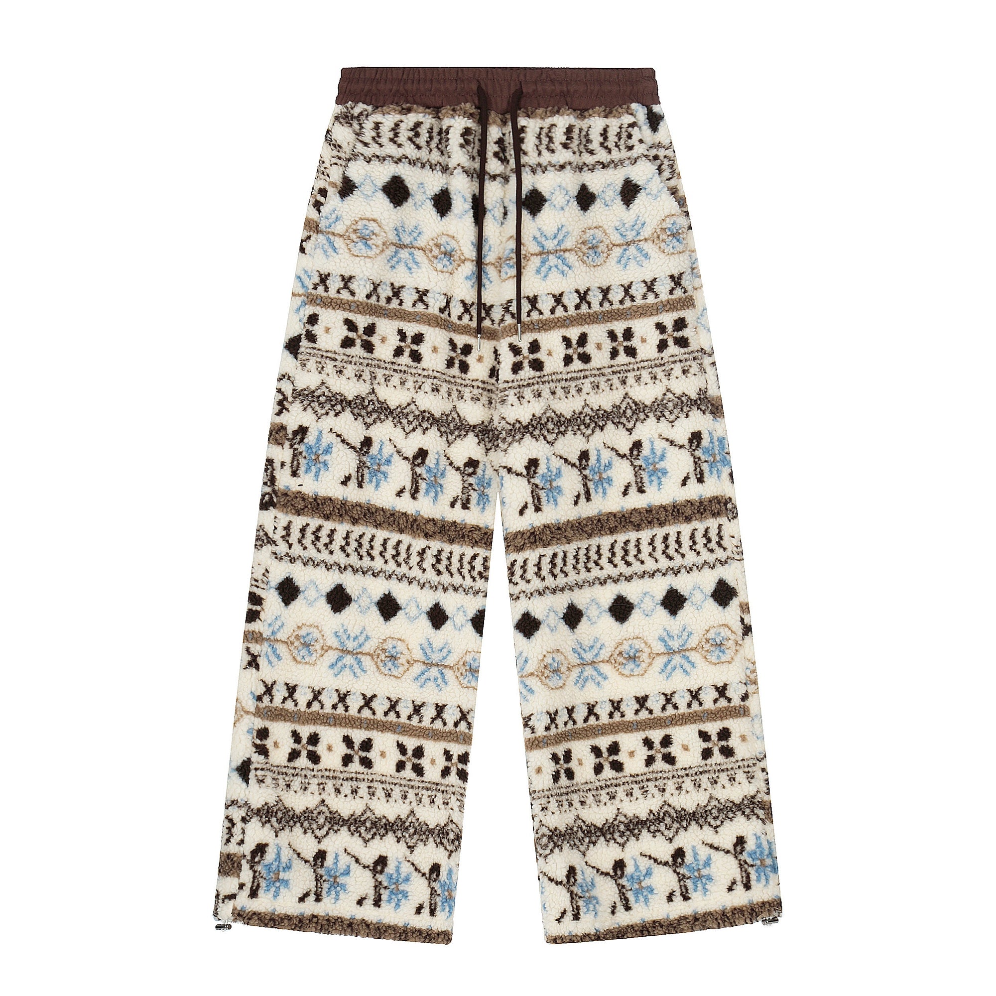 Fair Isle Sherpa-Lined Cozy Winter Wide Pants