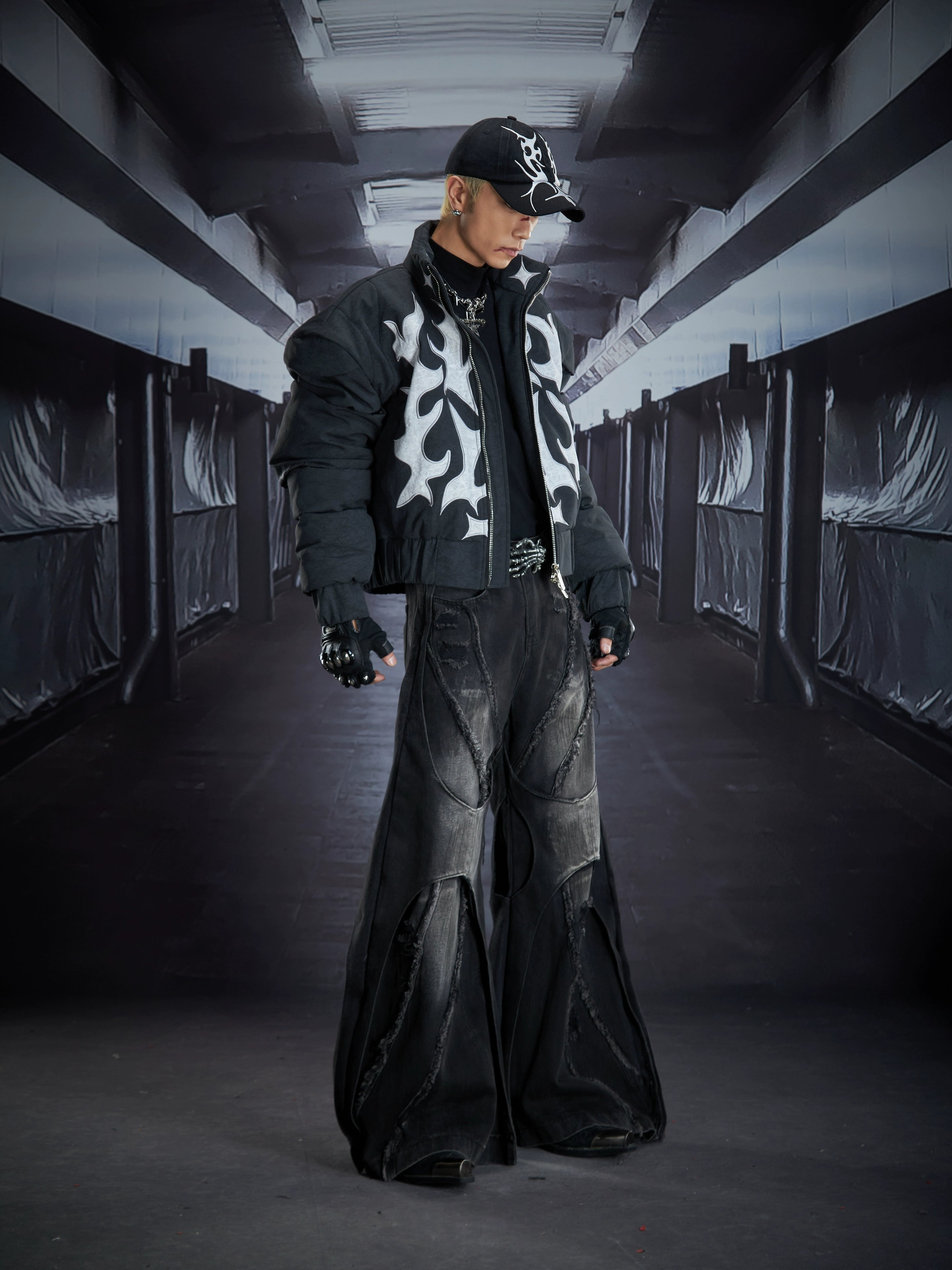 Heavyweight Deconstructed Embroidered Short Puffer Coat