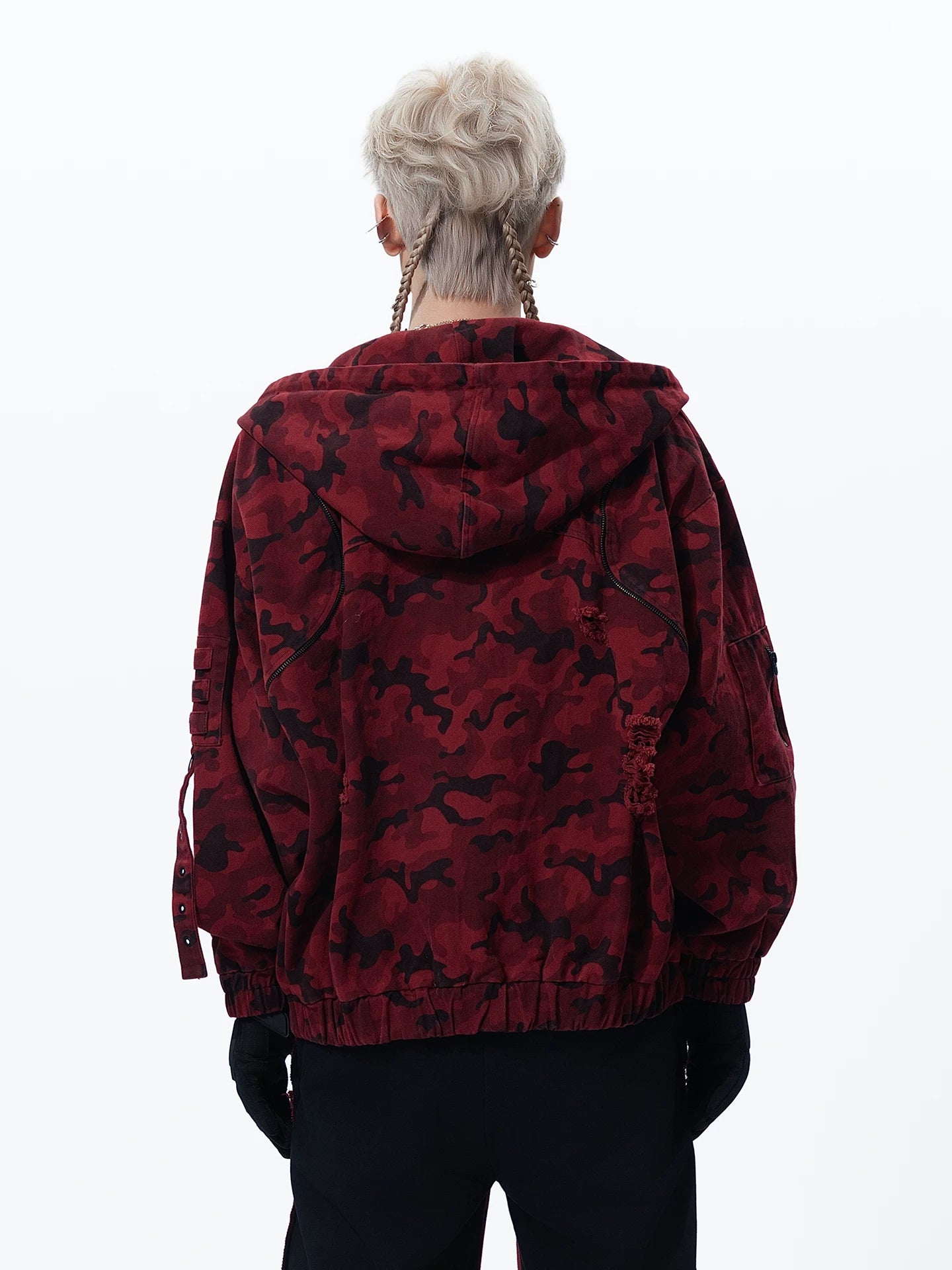 Sanhoostudio Distressed Camouflage Denim Jacket