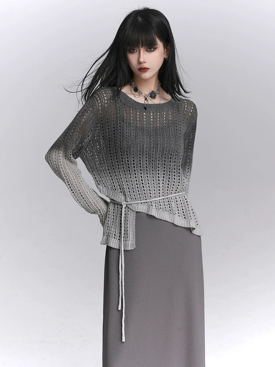 Korean Minimalist Hollow-Out Two-Piece Set