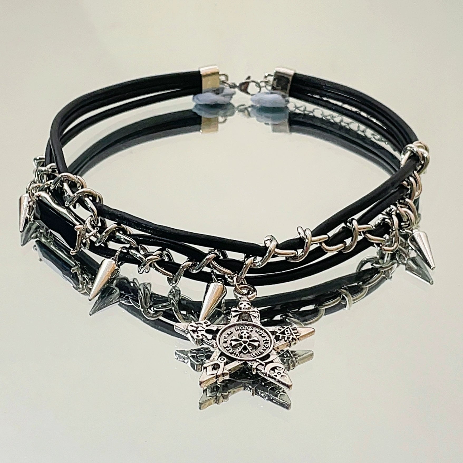 Studded Skull Star Punk Choker