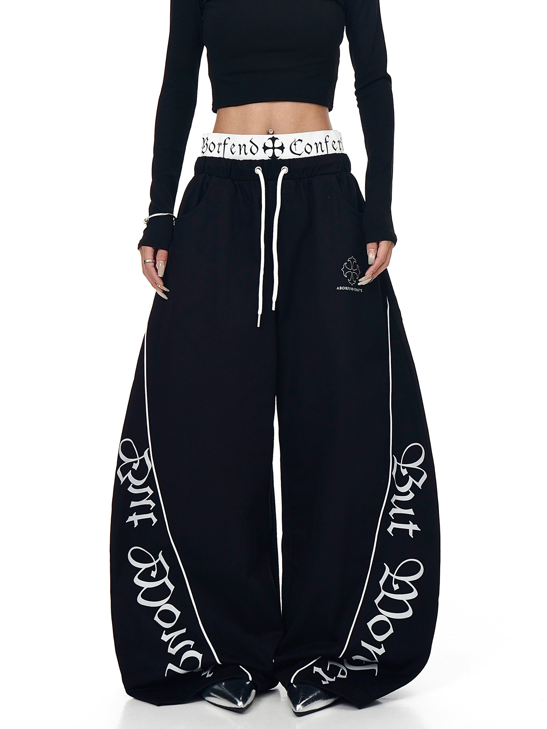 Gothic Double-Waistband Street Sweatpants