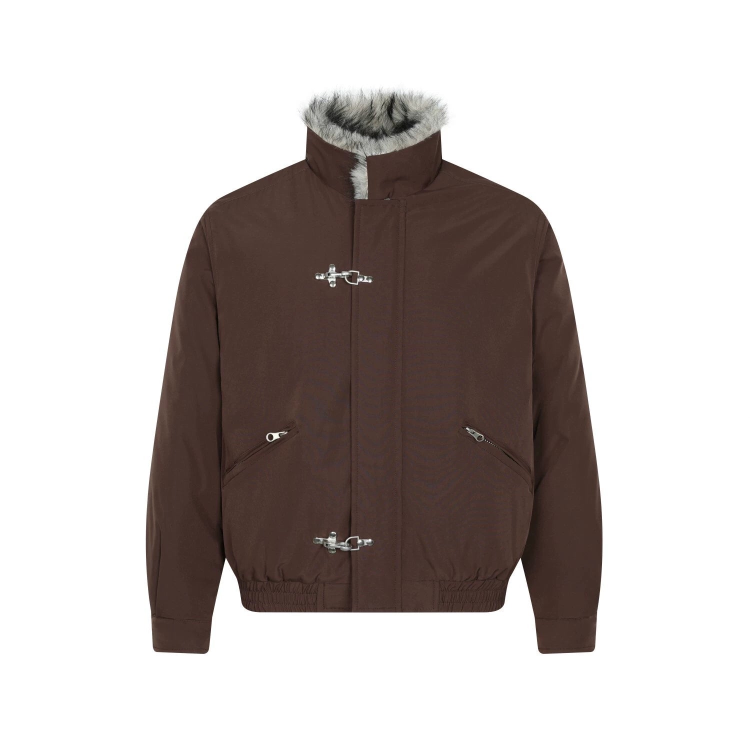 High-Street Bomber Jacket with Fur Collar