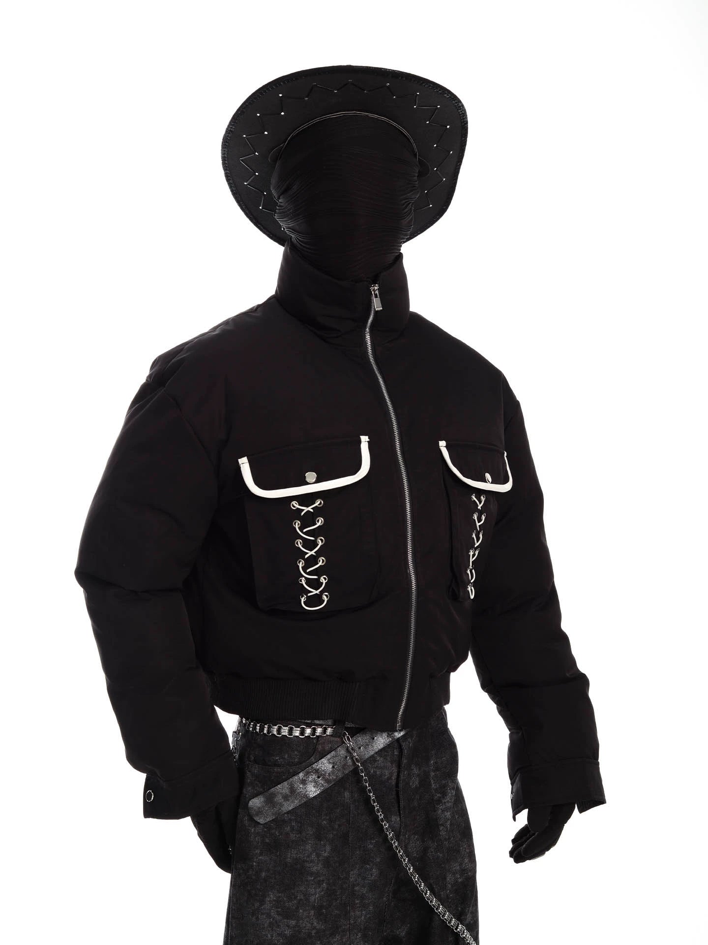 Winter Windproof Short Puffer Jacket with Stand Collar