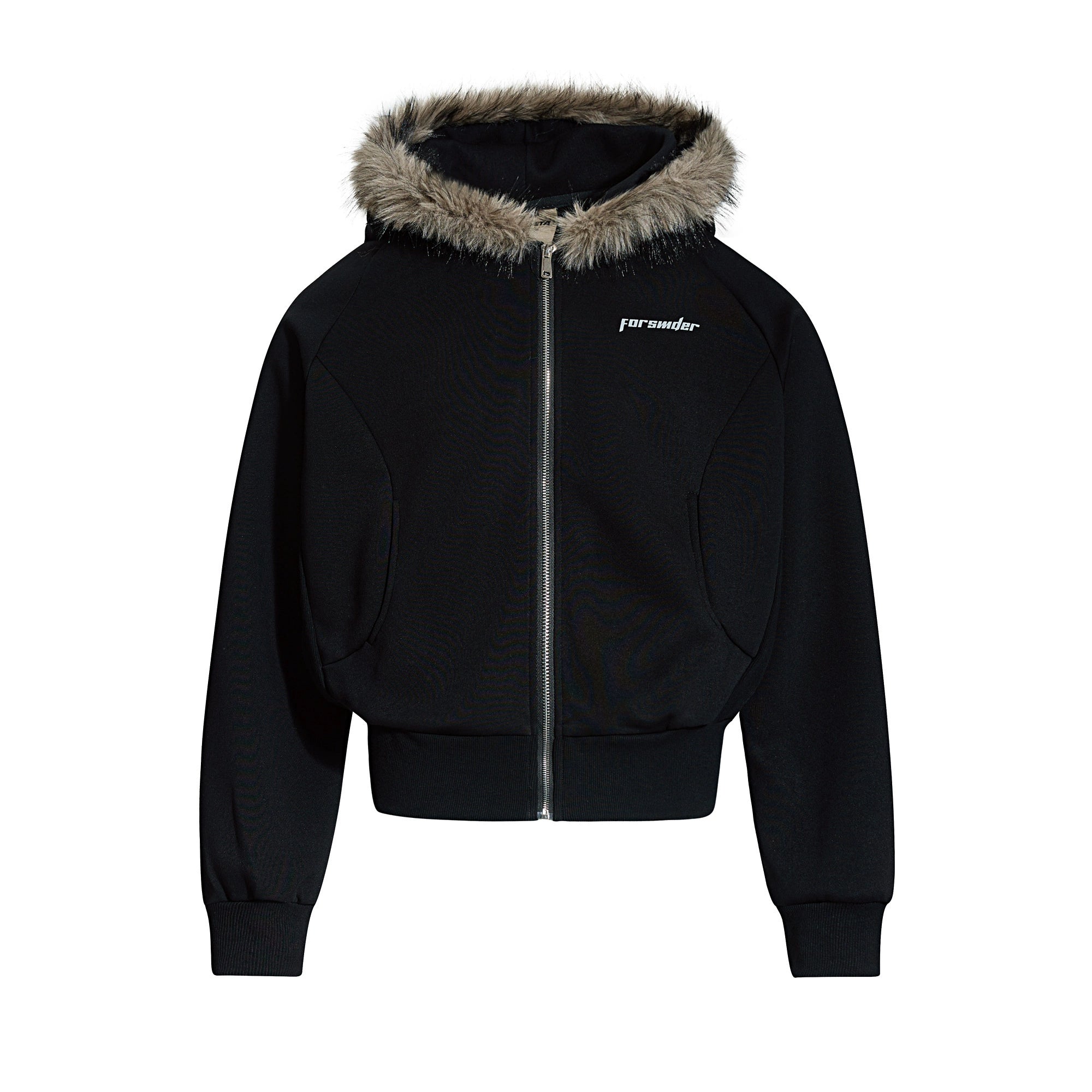 Fuzzy Hooded Deconstructed Layered Crop Hoodie