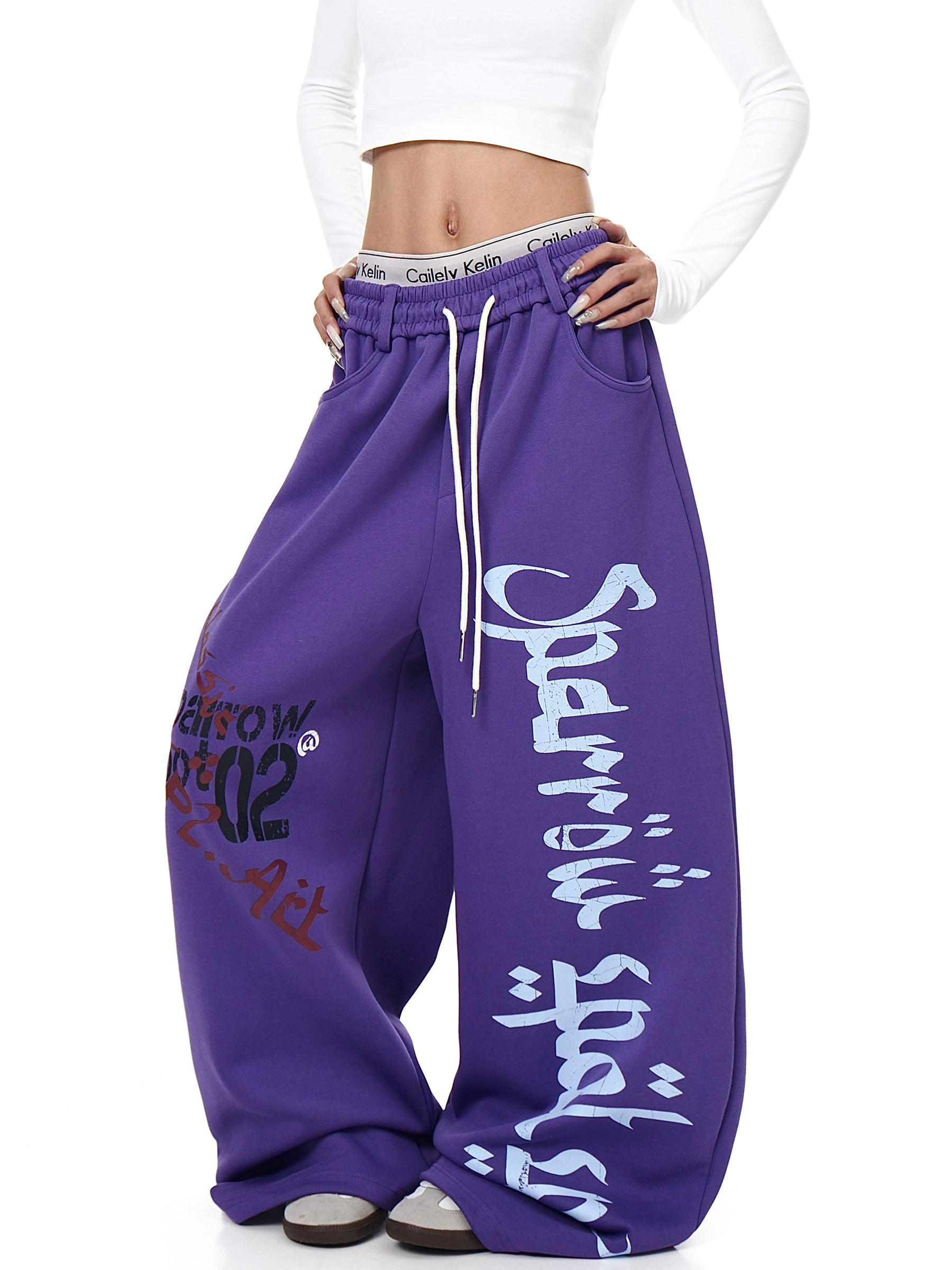 Graffiti Letter Print Straight-Leg Sweatpants
