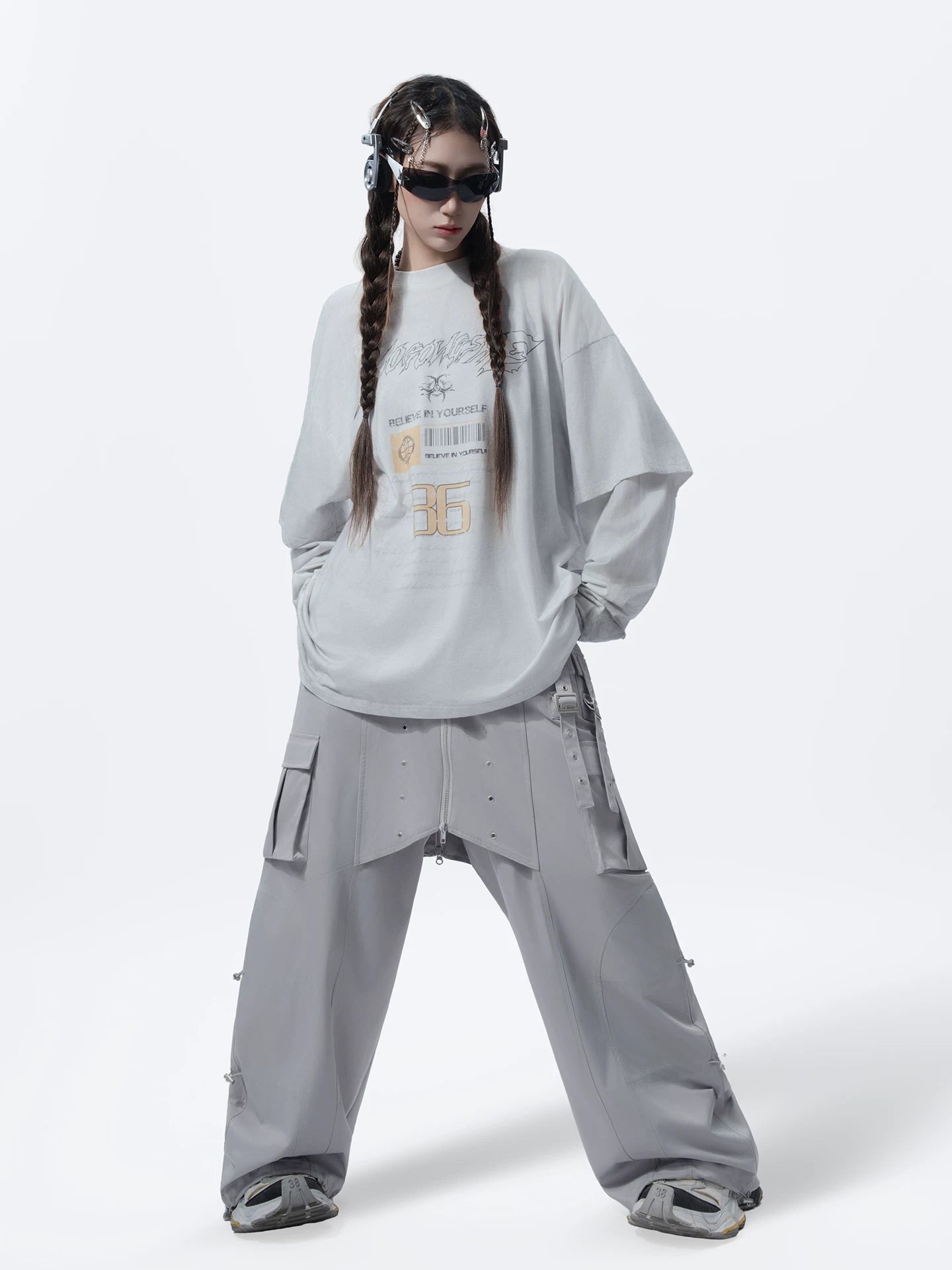 Sanhoostudio Zipper Wide Leg Cargo Pants