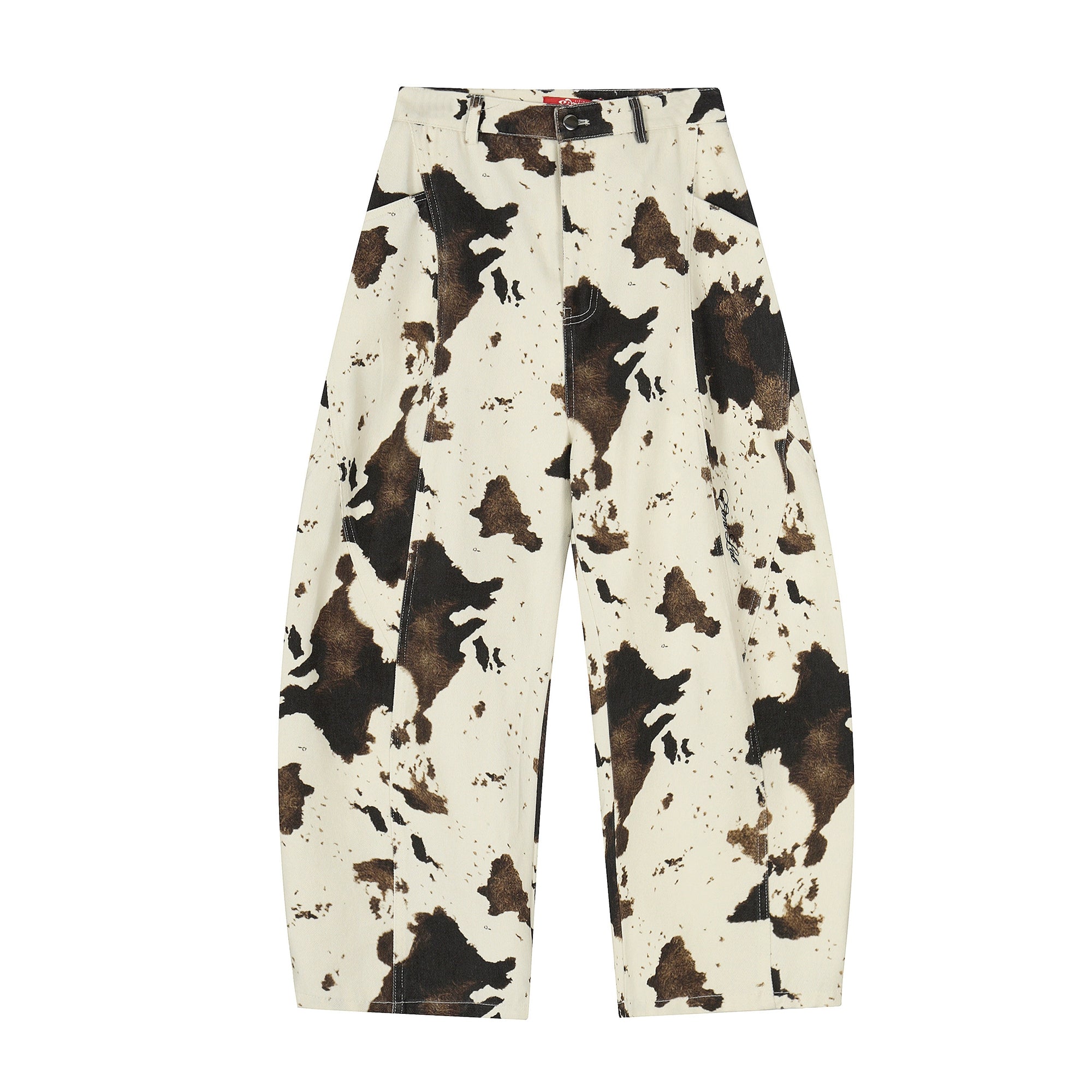 Washed Cow Camo Curved Denim Pants